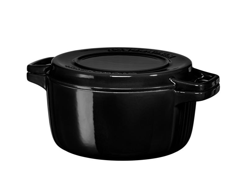 Litinové nádobí Litinový hrnec poklicí 3,8 l, 24 cm, černá